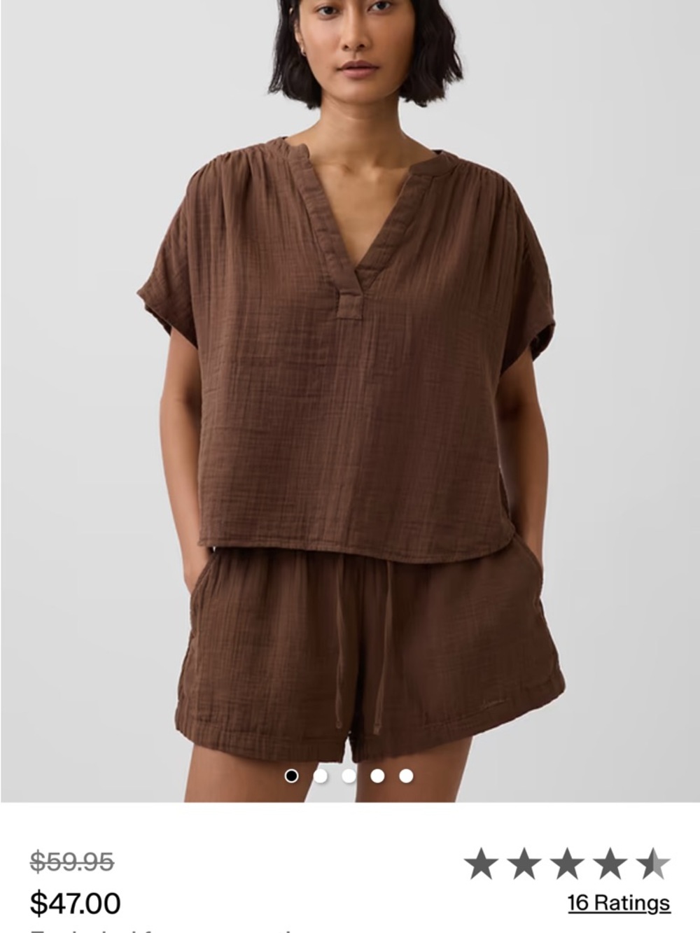 NWT Old Navy gauze cotton boxy tee v neck capsule casual essential basic relaxed